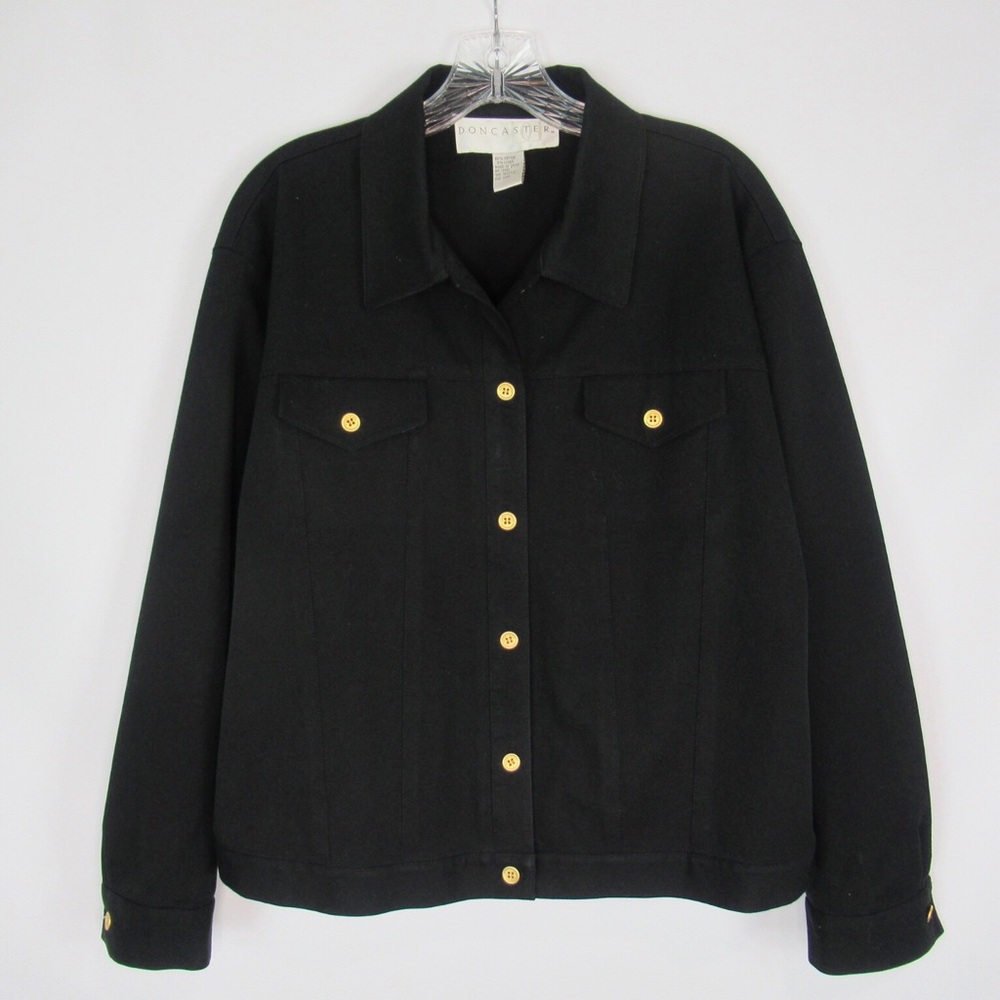 DONCASTER Black Denim Trucker Jacket Women’s Plus Size 16